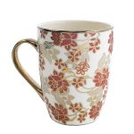 Керамична чаша с цветя и златна дръжка