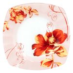 Чиния за десерт Ф20 стъкло 3 броя Червени цветя