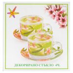 Чашка с чинийка комплект 2 броя стъкло Магнолия