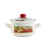 Тенджера емайл с кант и стъклен капак тумбеста 3.8 литра