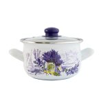 Тенджера емайл с кант и стъклен капак тумбеста 3.8 литра