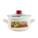 Тенджера емайл с кант и стъклен капак тумбеста 4.8 литра