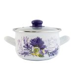 Тенджера емайл с кант и стъклен капак тумбеста 4.8 литра