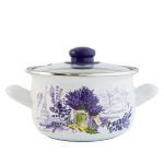 Тенджера емайл с кант и стъклен капак тумбеста 6.2 литра