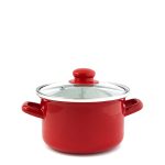 Тенджера емайл с кант и стъклен капак 2.8 литра