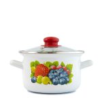 Тенджера емайл с кант и стъклен капак 3.8 литра