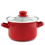 Тенджера емайл с кант и стъклен капак 6.2 литра