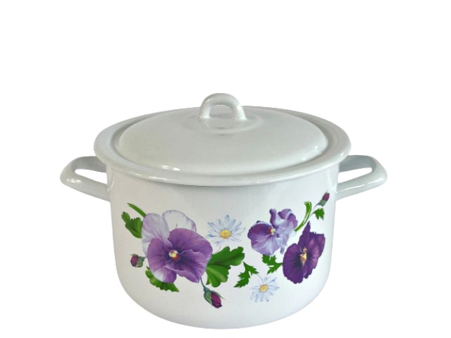 1 Тенджера емайл бяло Теменуги 4,3 литра