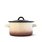 Тенджера емайл цилиндрична 3,6 литра беж/кафяво