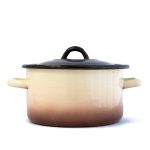 Тенджера емайл цилиндрична 4,5 литра беж/кафяво