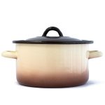 Тенджера емайл цилиндрична 5,5 литра беж/кафяво