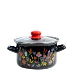 Тенджера емайл с кант тумб. стъклен капак 2,8 литра Флора