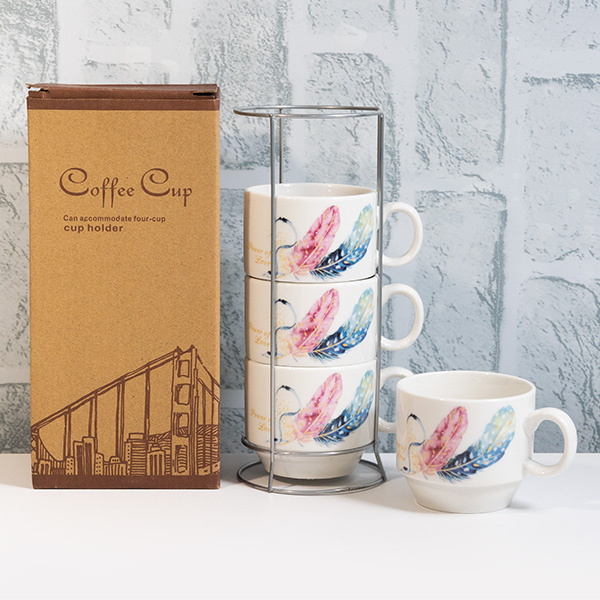 Чаша с дръжка 4бр. на стойка Пера