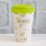 Порцеланова чаша със силиконов капак