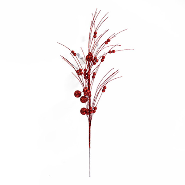 Изкуствено цвете Коледни клонки 60 см Червено