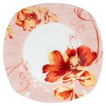 Чиния дълбока 20 см стъкло 3 броя Червени цветя