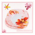 Чиния дълбока 20 см стъкло 3 броя Червени цветя