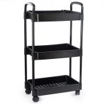 Стелаж 3 нива с колелца пластмасов