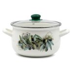 Тенджера емайл с кант стъклен капак 2,1 литра Маслини