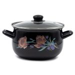 Тенджера емайл с кант стъклен капак 2,1 литра Флора