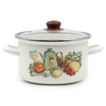 Тенджера емайл с кант стъклен капак 2,1 литра Кънтри