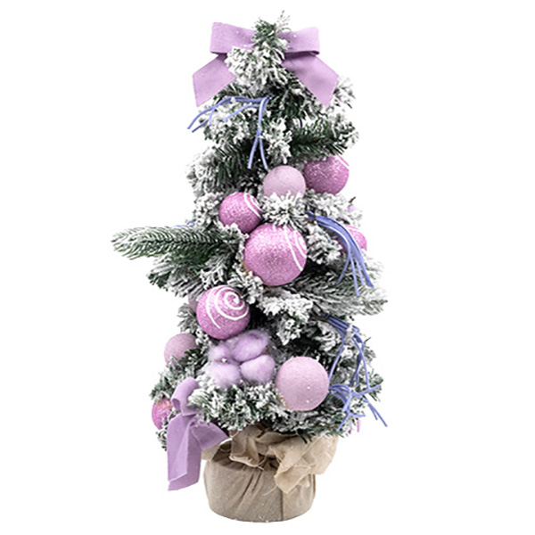 И02-21103-2 Коледна елха украсена 43 см лилаво