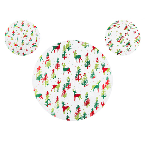 И02-21157-4 Коледна покривка Ф150 см декор трицветно