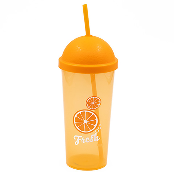 Чаша с декор и сламка 0,7л портокал