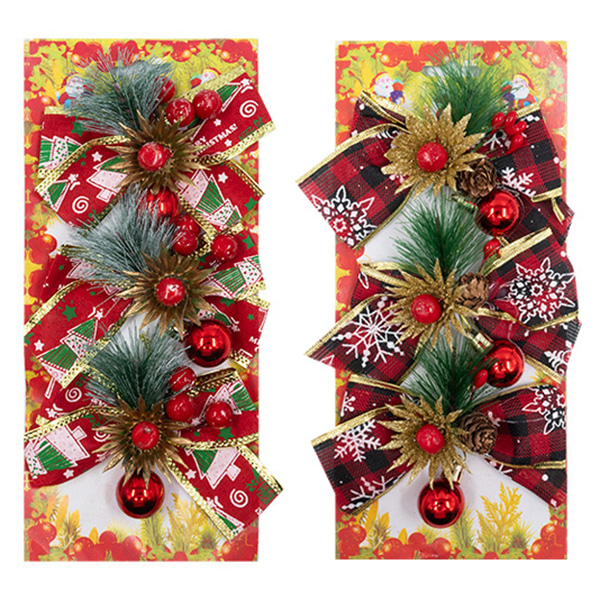 и02-21061 Коледна декорация пандела 3,8 см 3 броя Червено