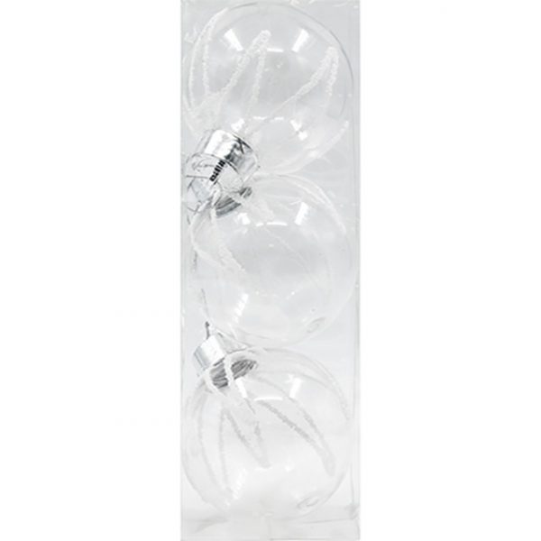 Коледни играчки за елха топки 8 см 3 бр Прозрачно