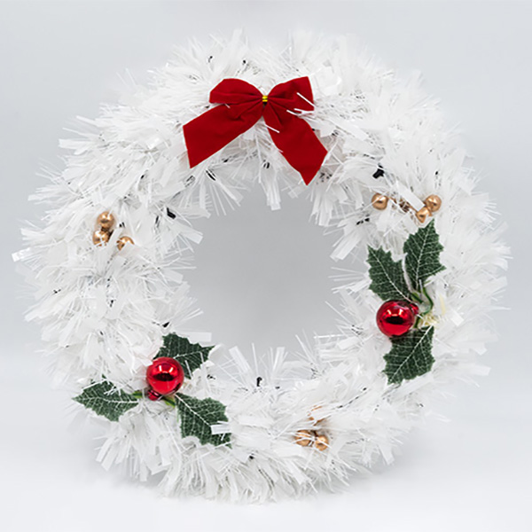 и02-21118-2 Коледен венец 30см Бял декорация