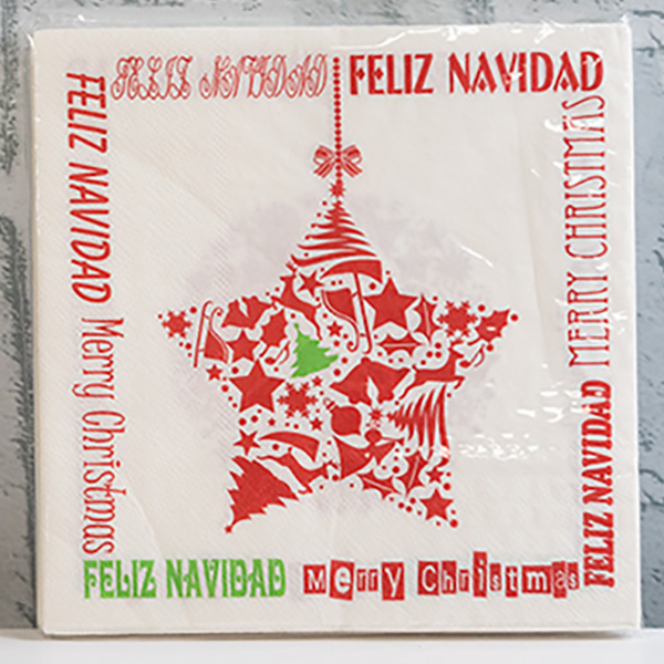 И02-14144-3 Коледни салфетки 33/33 см 20 броя Червено/бяло