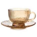 Сервиз за чай стъкло 12 части кафяво