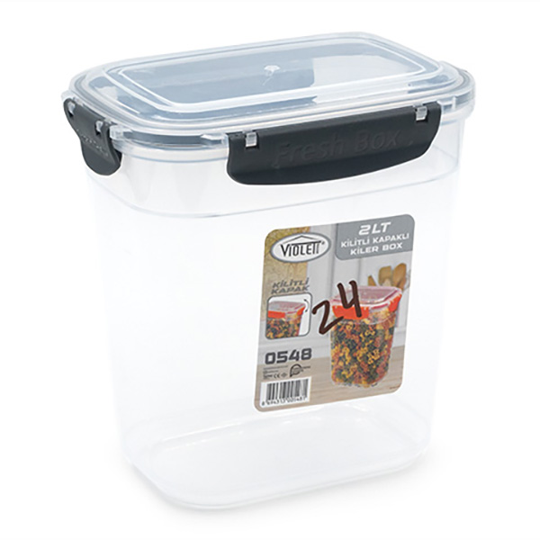 Контейнер за съхранение 2 литра прозрачен с клипси дълбок