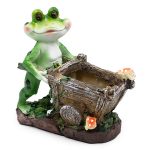 Градинска декорация кашпа жаба с количка 19/16 см