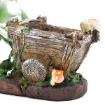 Градинска декорация кашпа жаба с количка 19/16 см