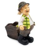 Градинска декорация кашпа дядо с количка 19 см