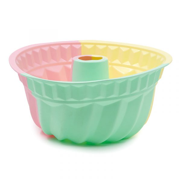 Форма за кекс силикон кръг 24/10 см розово/зелено/жълто