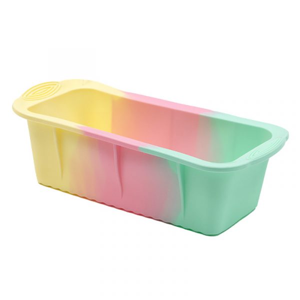 Форма за кекс силикон правоъгълна 25/12/17 см розово/зелено/жълто