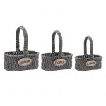 Кошница  FLOWER  овал 3 броя сиво