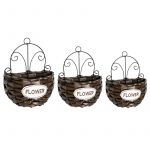 Кошница за закачане 3 броя 23/18/15 см. кафяво