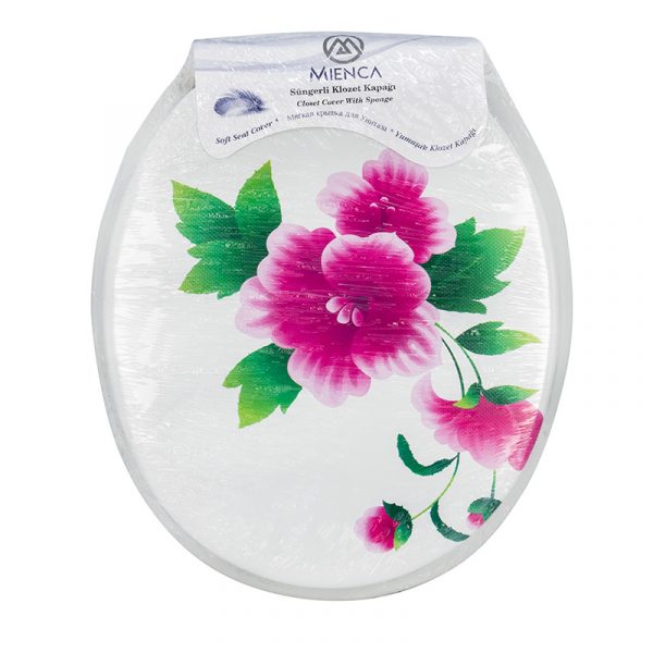 Капак WC с декор цветя бял