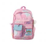 Раница с 2 отделения и 5 предни джоба 44/30/14 см. принт сърца розово - Image 2