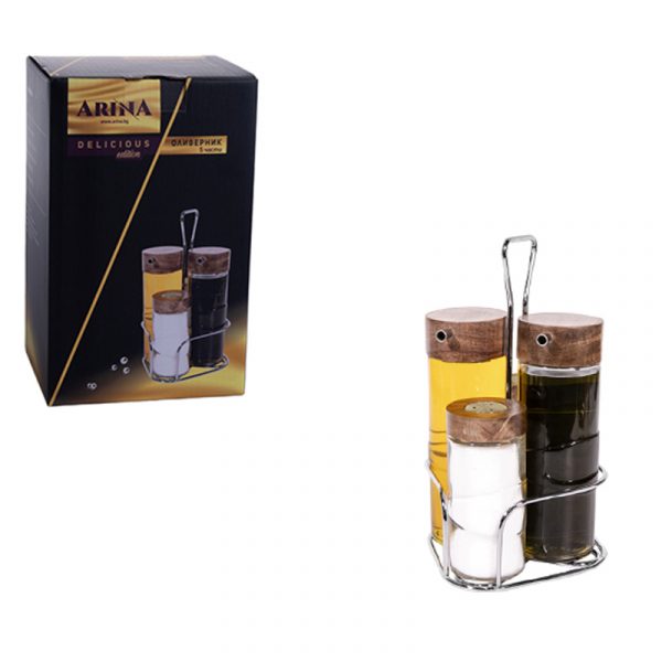 Стъклен оливерник с метална поставка