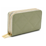 Дамски портфейл с двоен цип 16x10x4 см, зелен