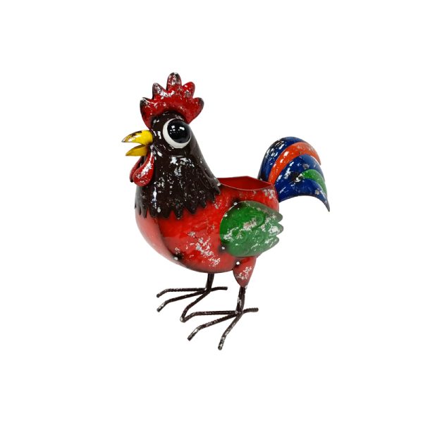 декоративна градинска фигура кашпа- метален петел