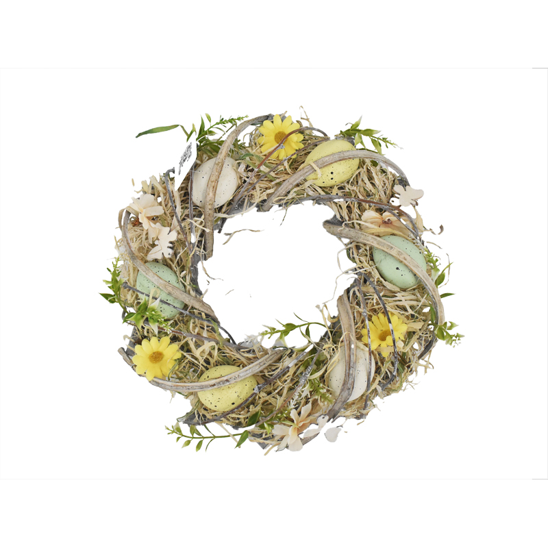 И070-1014_1_800x800 Великденски венец, ф30 см, жълто-зелен - Image 1