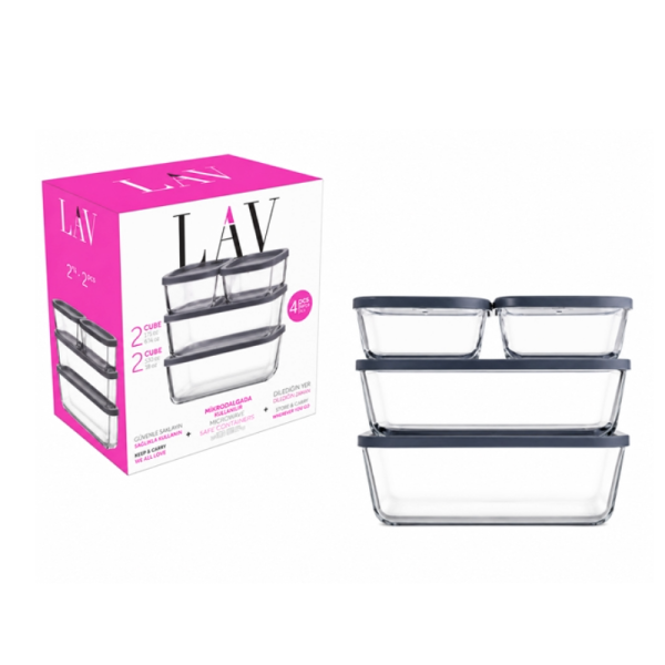 Комплект кутии за храна Lav Cube 405 мл и 1.1 л, 4 части
