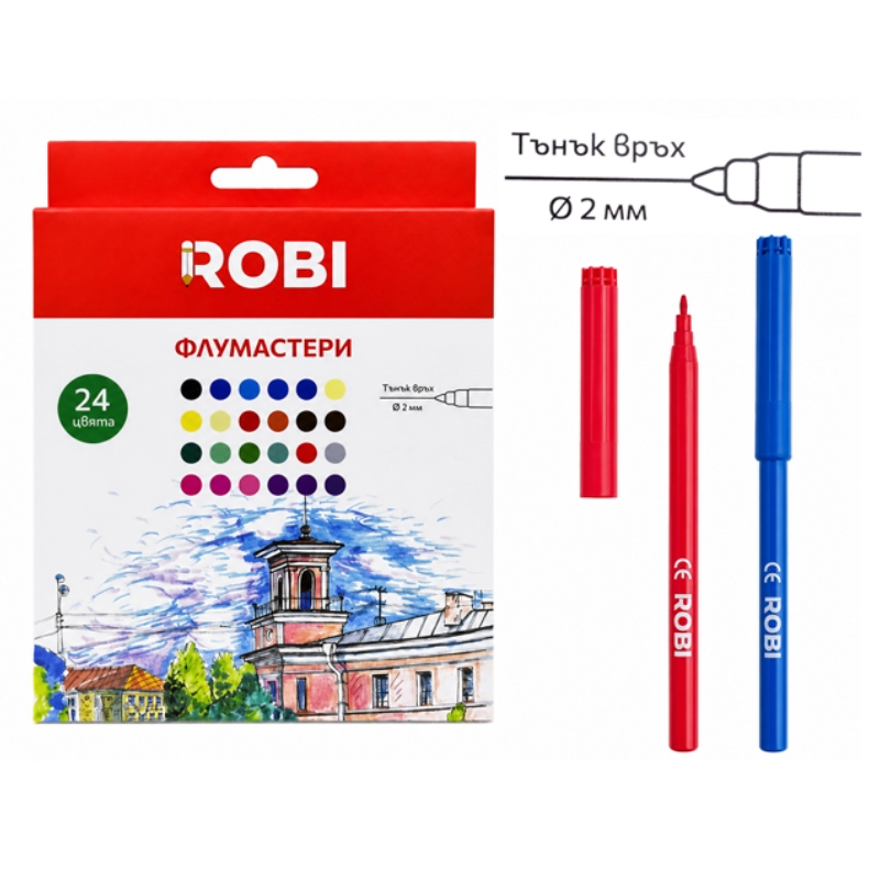 Флумастери ROBI 24 цвята 14.5 см