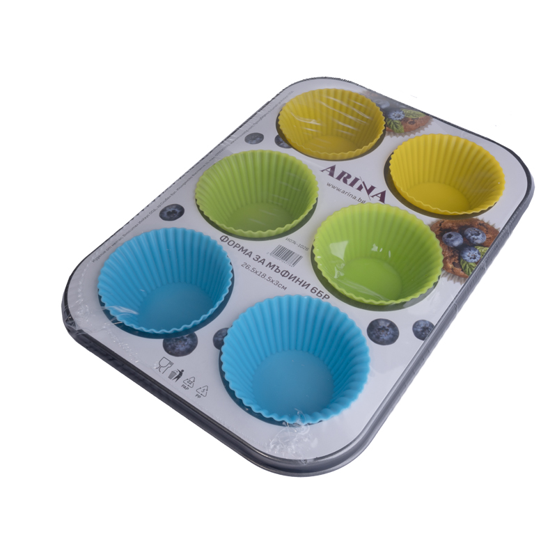 форма за мъфини 6 броя/силиконови